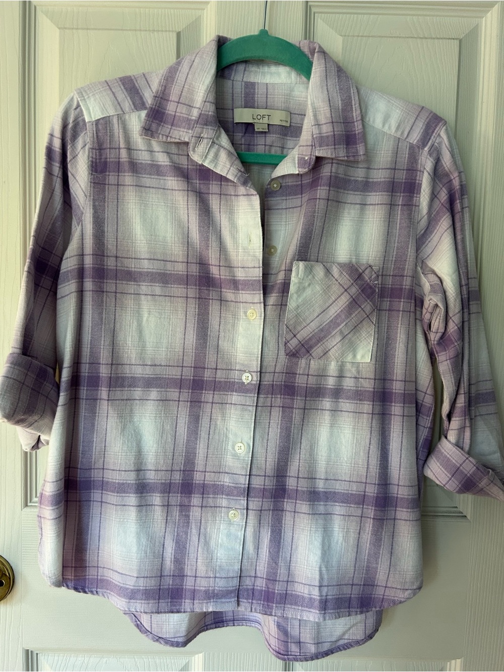 NWOT LOFT Lavender Plaid Button-Down flannel